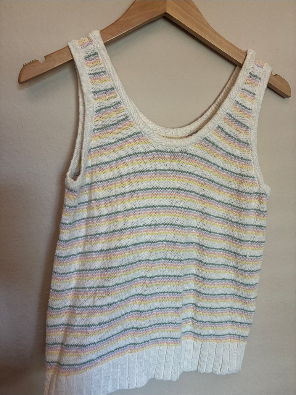 LOFT Textured Striped Sweater Tank Vest Pastel Rainbow Knit petite small
